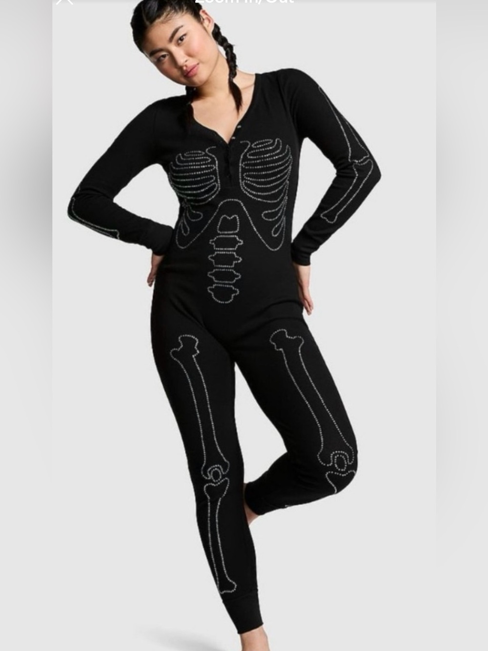 Victoria's Secret Pink Black Studded Skeleton Onesie